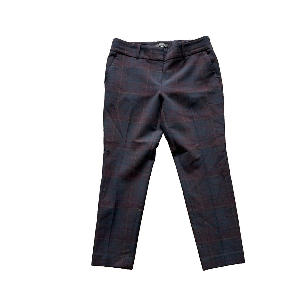 Ann Taylor Petite Multicolor Navy Maroon Plaid Casual Dress Pants Womens  Sz 10P